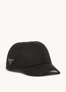 Prada Heren Pet met logo in de kleur Donkergrijs