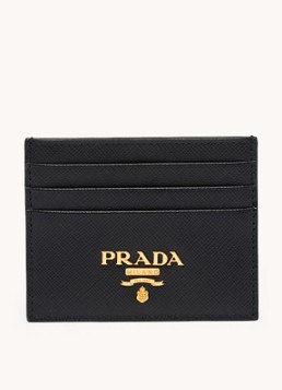 Prada Dames Pasjeshouder van leer in de kleur Zwart