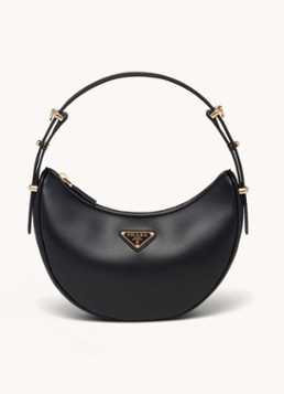 Prada Dames Arqué Small schoudertas van leer in de kleur Zwart