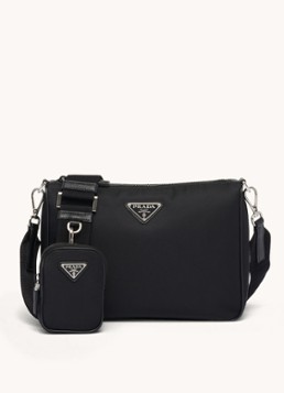 Prada Heren Re-Nylon crossbodytas met leren details in de kleur Zwart