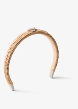Prada Dames Haarband van riet met logo in de kleur Beige