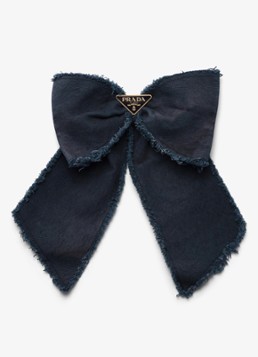 Prada Dames Haarclip van canvas met logo in de kleur Donkerblauw
