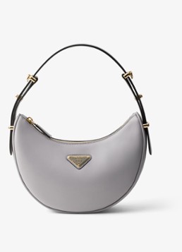 Prada Dames Arqué Small schoudertas van leer in de kleur Grijs