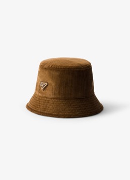 Prada Dames Bucket hoed van corduroy in de kleur Bruin