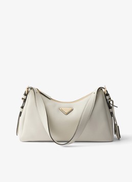 Prada Dames Aimée Medium schoudertas van leer in de kleur Gebroken wit