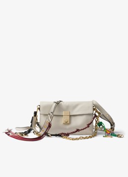 Prada Dames Soft Sound Small schoudertas van leer in de kleur Gebroken wit