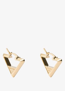 Prada Dames Oorringen met logo in de kleur Goud