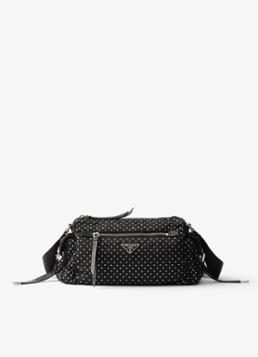 Prada Dames Re-Nylon schoudertas met studs in de kleur Zwart