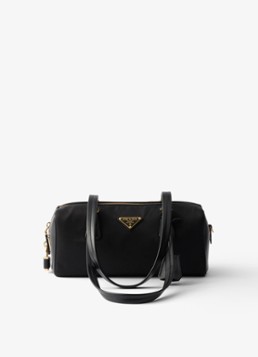 Prada Dames Re-Nylon schoudertas met leren details in de kleur Zwart