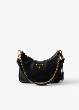 Prada Dames Re-Edition Mini schoudertas van kalfsleer in de kleur Zwart