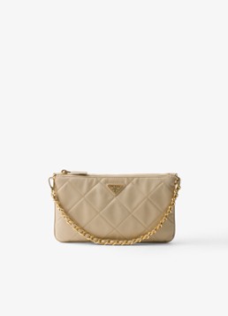 Prada Dames Re-Nylon handtas met logo in de kleur Beige