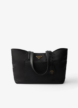 Prada Dames Re-Edition 1978 Re-Nylon Medium shopper met leren details in de kleur Zwart