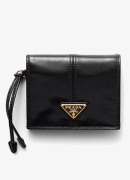 Prada Dames Small portemonnee van kalfsleer in de kleur Zwart