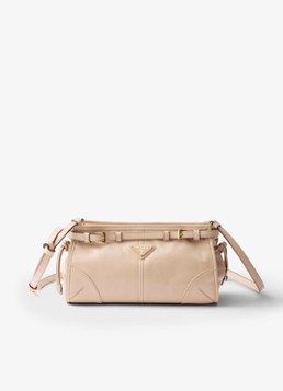 Prada Dames Bonnie Small schoudertas van leer met afneembare schouderriem in de kleur Beige