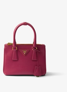 Prada Dames Galleria handtas van leer in de kleur Donkerroze