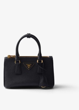 Prada Dames Galleria Mini handtas van kalfsleer in de kleur Zwart