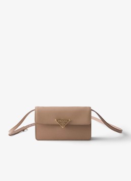 Prada Dames Crossbodytas van kalfsleer in de kleur Lichtbruin