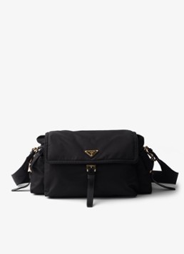 Prada Dames Explore Re-Nylon Large schoudertas met leren details in de kleur Zwart