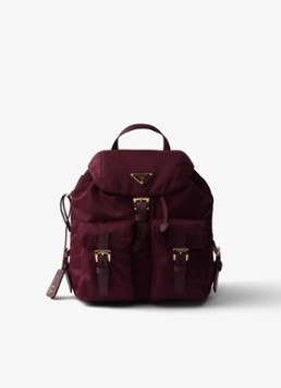 Prada Re-Nylon Small rugzak met logo Bordeauxrood