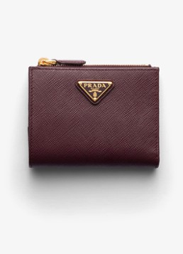Prada Dames Small portemonnee van kalfsleer in de kleur Bordeauxrood