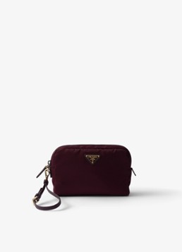 Prada Re-Nylon toilettas met leren details en logo Bordeauxrood - Deal