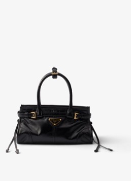 Prada Dames Bonnie Mini handtas van kalfsleer in de kleur Diepzwart