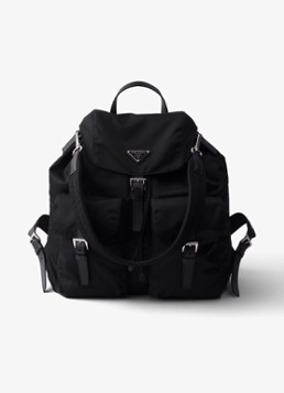Prada Heren Re-Nylon rugzak met leren details in de kleur Zwart