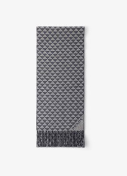 Prada Dames Sjaal in kasjmierblend met grafische print 190 x 30 cm in de kleur Donkerblauw