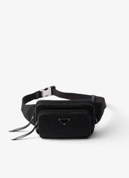 Prada Dames Re-Nylon heuptas met leren details in de kleur Zwart