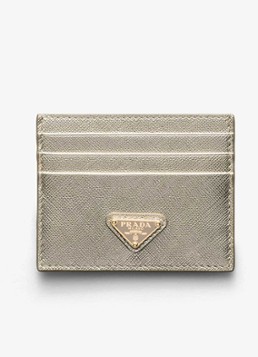 Prada Dames Pasjeshouder van kalfsleer in de kleur Goud