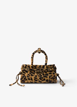 Prada Dames Bonnie Mini handtas van kalfsleer met ponyhair in de kleur Gebroken wit