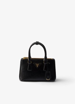 Prada Dames Galleria handtas van lakleer in de kleur Zwart