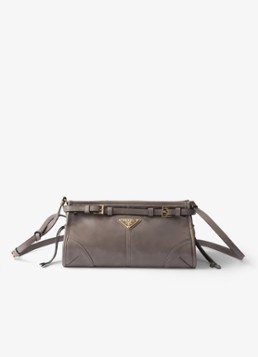 Prada Dames Bonnie Small schoudertas van leer met afneembare schouderriem in de kleur Taupe