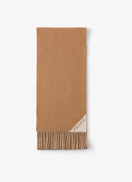 Prada Dames Sjaal van kasjmier 180 x 28 cm in de kleur Camel