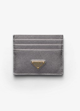 Prada Dames Pasjeshouder van kalfsleer in de kleur Zilver