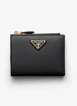 Prada Dames Portemonnee van leer in de kleur Zwart