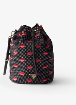 Prada Dames Re-Nylon handtas met leren details in de kleur Zwart