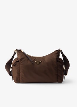 Prada Dames Explore Re-Nylon Large schoudertas met leren details in de kleur Bruin