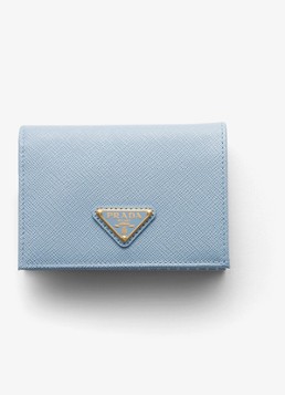 Prada Dames Small portemonnee van leer in de kleur Lichtblauw
