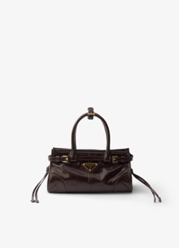 Prada Dames Bonnie Mini handtas van kalfsleer in de kleur Donkerbruin