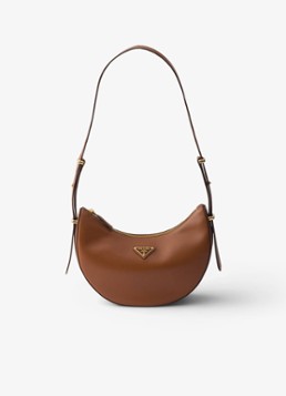Prada Dames Arqué Small schoudertas van kalfsleer in de kleur Bruin