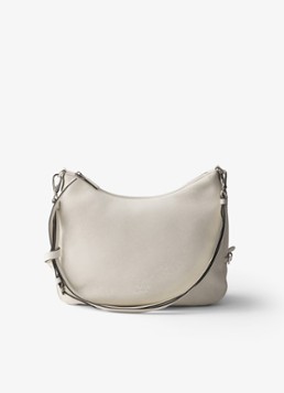 Prada Dames Fold Large schoudertas van kalfsleer in de kleur Gebroken wit