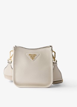 Prada Dames Mini schoudertas van leer in de kleur Wit
