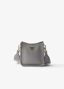 Prada Dames Mini schoudertas van leer in de kleur Grijs