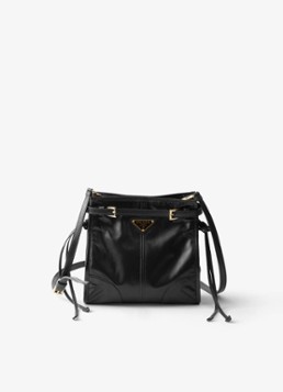 Prada Dames Bonnie Mini schoudertas van kalfsleer in de kleur Zwart