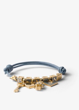 Prada Dames Armband van leer in de kleur Staalblauw