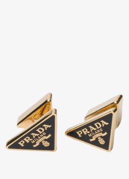 Prada Dames Oorstekers met logo in de kleur Zwart