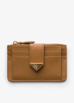 Prada Dames Pasjeshouder van kalfsleer in de kleur Cognac