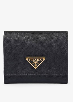 Prada Dames Small portemonnee van leer in de kleur Diepzwart