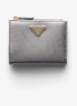 Prada Dames Small portemonnee van kalfsleer in de kleur Zilver